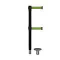 Montour Line Stanchion Dual Belt Bar.Removable Base Black Post 9ft.Olive Belt MX630DR-BK-OL-90